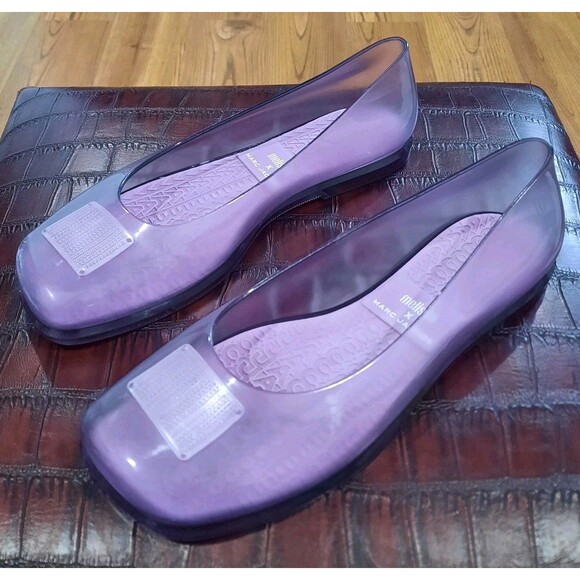 Rare MARC JACOBS + MELISSA Collab LILAC Ruby Ballerina Flats Designer Sz 8 XLNT - Picture 2 of 12
